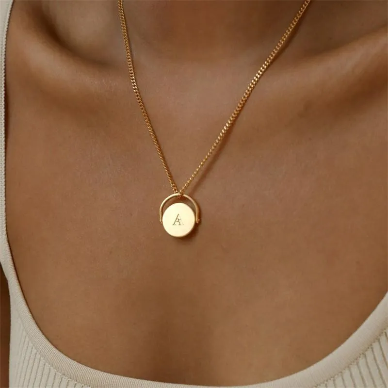 Kains Fashion Women Ins 26 Eerste letter Coin Pendant ketting ketting eenvoudige sieraden Giftschains