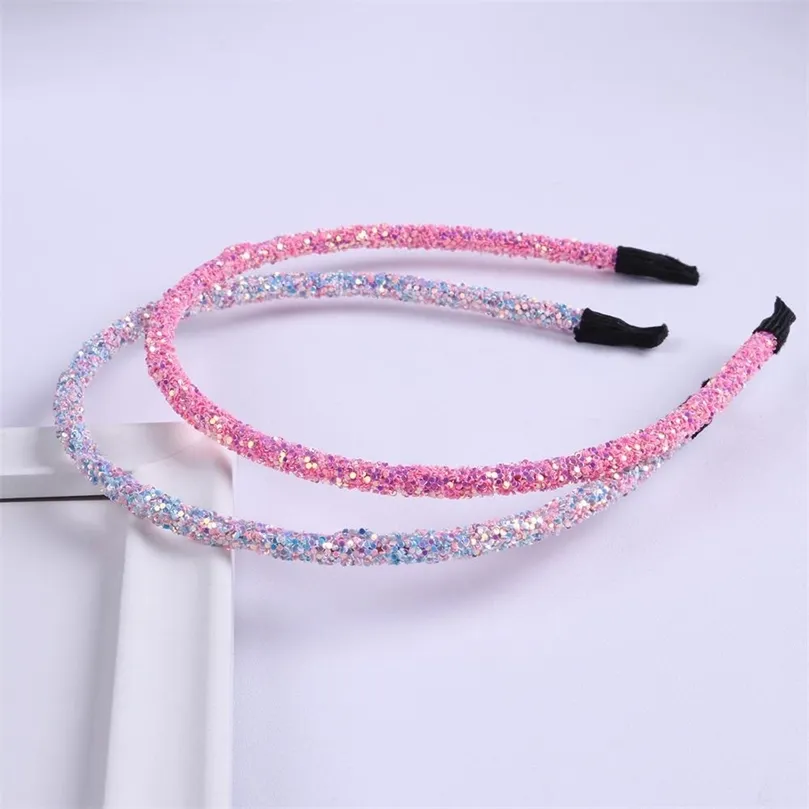 Bulk 100 pk/perceel gloed in donkere dikke glitter haarband voor meisje vrouwen meisjes hoofdband snoep kleur glitter haarbanden haaraccessoires lj201226