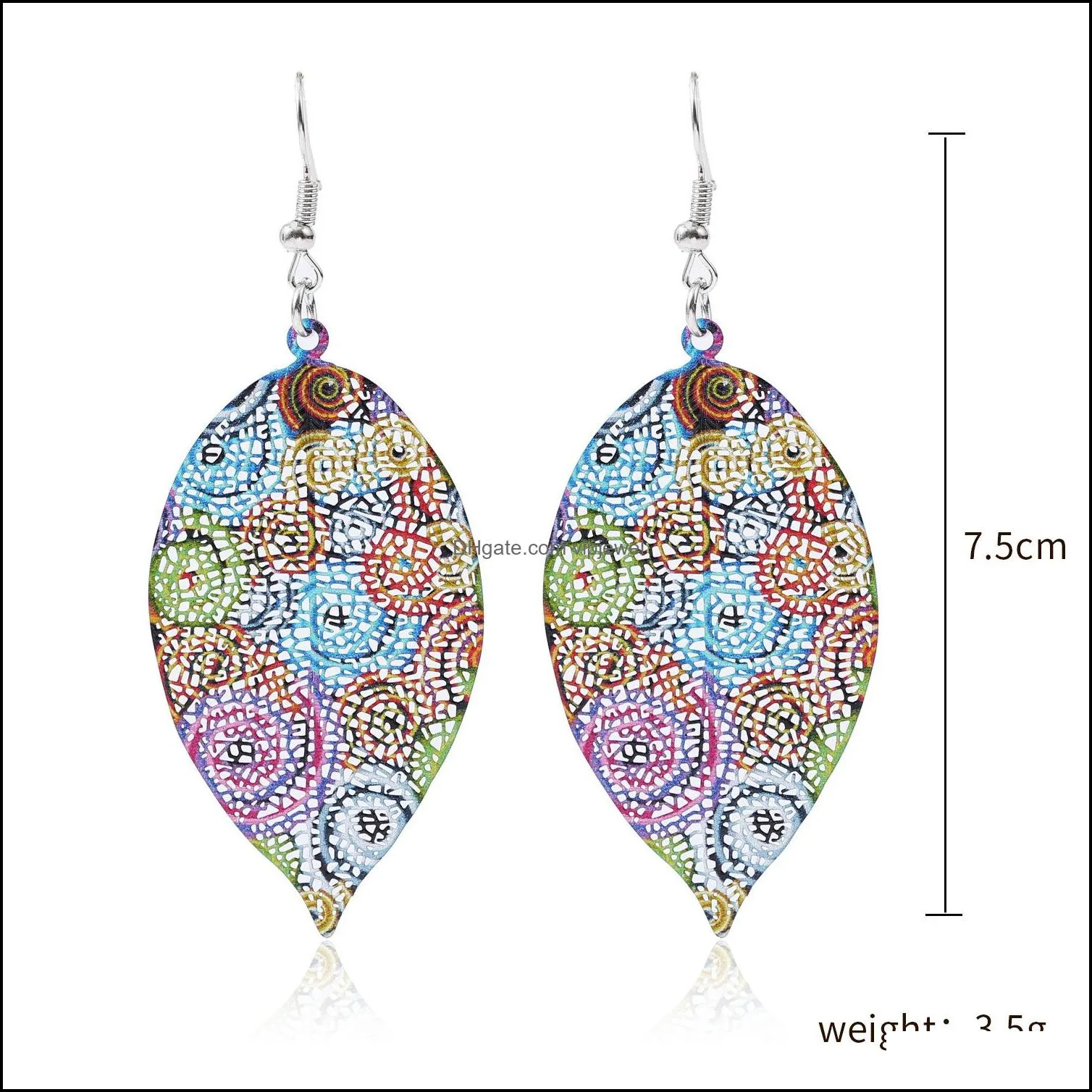 vintage leaves drop earring luxury boho bohemian leaf dangle earrings hollow out for women jewelry