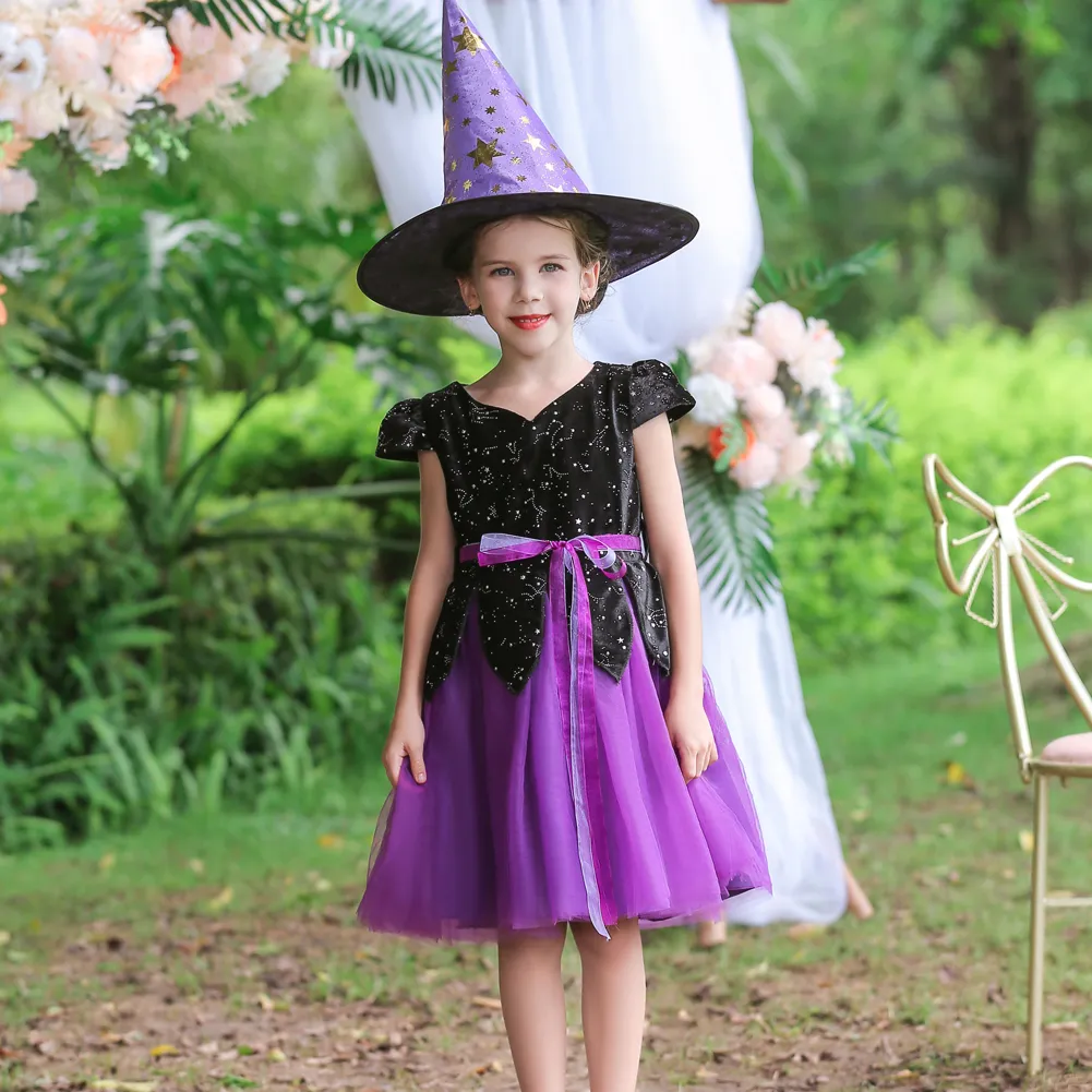 2 a 12 anos Crianças vestidos garotas Festa de lantejoulas para 2022 Halloween Cosplay Fantaspume FS7809