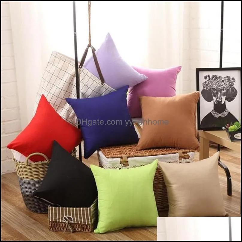 Pillow Case Bedding Supplies Home Textiles Garden Ll Sofa Comfortable Pillowcase Cushion Er Pure Color Polyester Dhjcu