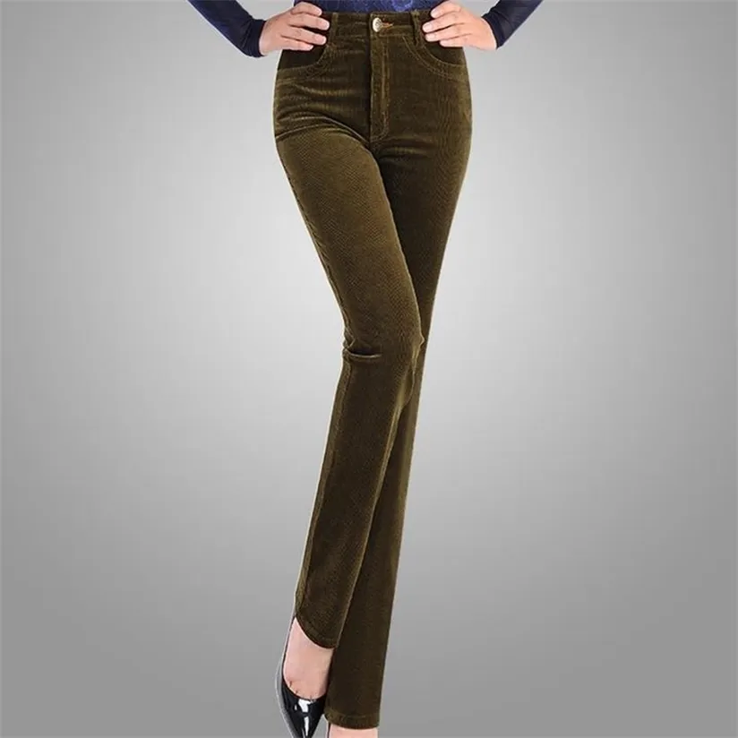Весенняя мода бархата высокая талия повседневные брюки кормурные брюки прямые растягивающиеся тонкий большой размер 7xL 220325