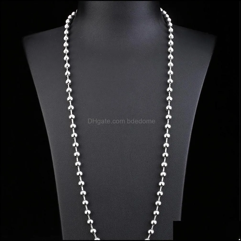 3mm/4mm/5mm/6mm Stainless Steel Necklace Ball Chain Link for Men Women 45cm-70cm Length with Velvet Bag