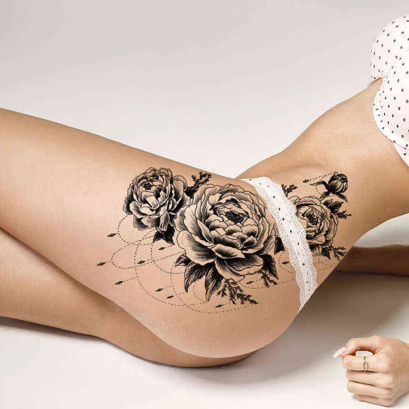 NXY Tatuaggi temporanei Adesivi impermeabili Donne Fai da te Body Art Decalcomanie Schizzo 3d Fiore Serpente Lupo Falso 0330