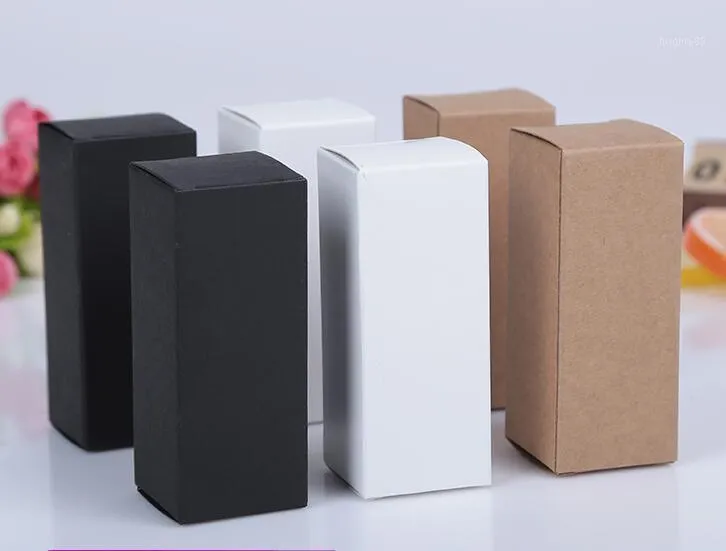 100 pcs Branco Black Kraft Paper Caixa de Embalagem Garrafa de Garrafa de Cosméticos Cosméticos Caixas de papelão Caixas de papelão Tubos 10ml / 20ml / 30ml / 50ml / 100ml