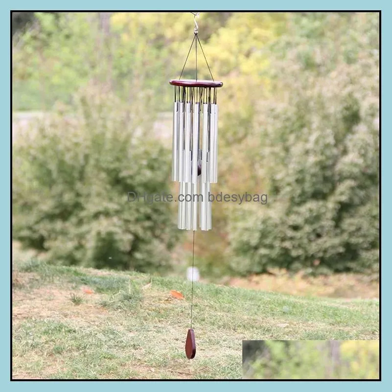 wood wind chime pendants 27 tube silver bell metal multi tube antirust wind bell outdoor decoration windbell birthday present zc376