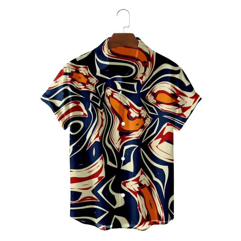 Chemises décontractées pour hommes Couleurs Été Mode Hommes Hawaïen Manches Courtes Bouton Léopard Peau Texture Imprimer Plage Aloha Chemise Plus SizeMen's