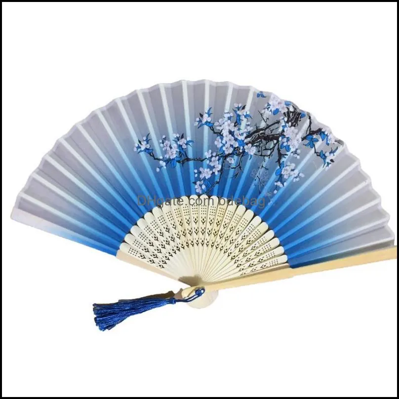 Other Home Decor Vintage Chinese Style Dance Wedding Party Lace Silk Folding Hand Held Flower Fan Performance Handheld Props Drop