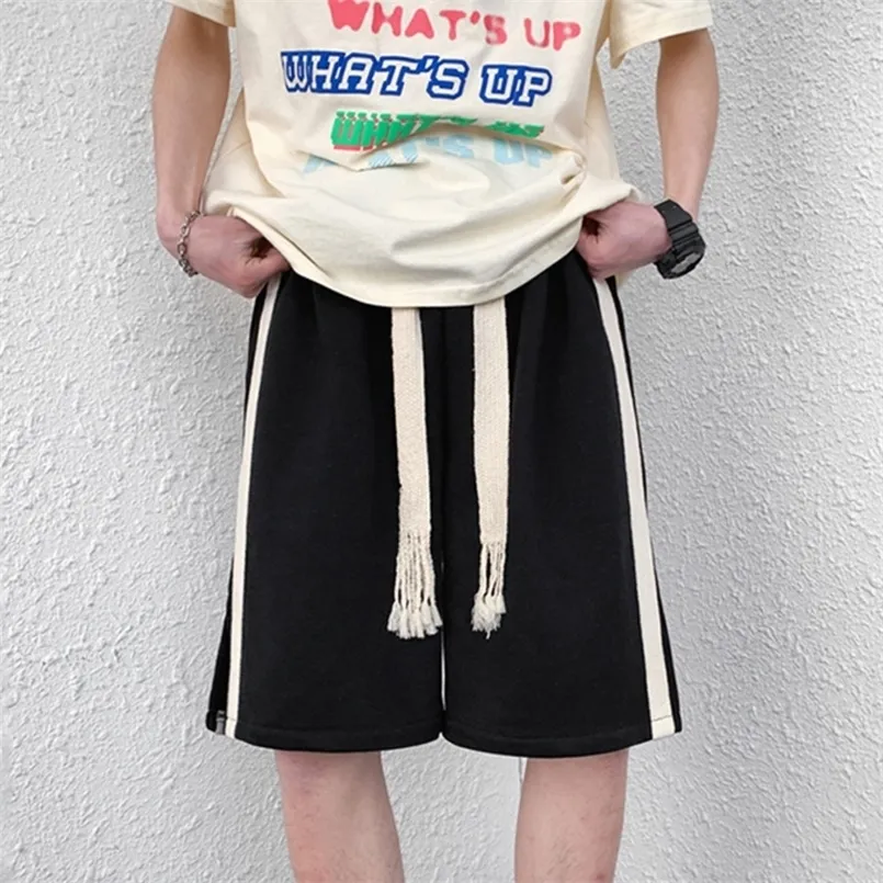 Privathinker Mens Wide Woven Rope Shorts Sportsの大規模ストライプ特大のファッション男性ショートパンツ夏のズボン220617