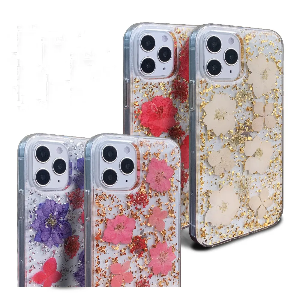 Echte Bloem Gevallen Voor iPhone 12 Mini 11 Pro Max X XR Xs 7 8 Plus 6 6S Telefoon cover onbreekbaar telefoonhoesje