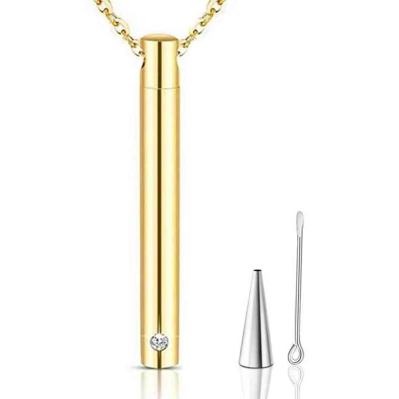 Collier d'urne de cylindre de barre minimaliste en acier inoxydable pendentif cendres commémoratives souvenir bijoux de crémation exquis 4 couleurs Y220523