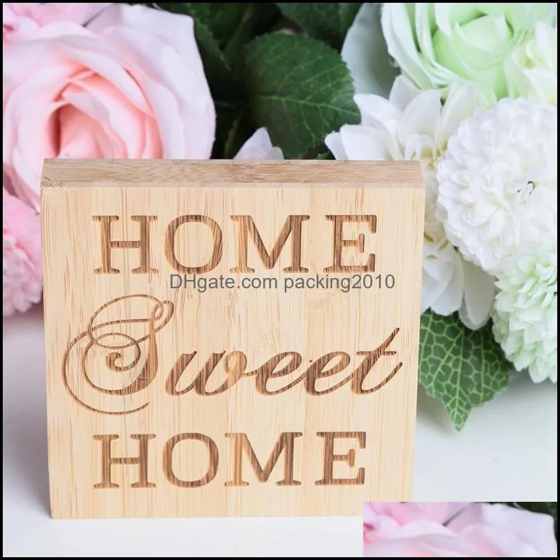 wood block sign plaque decorative word plaques wooden ornament you are always loved home sweet home for home decor 10*10 cm