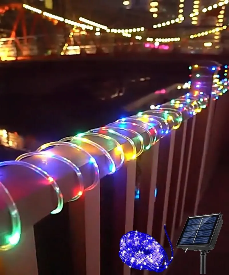 Strings Christmas Decorations 2022 Garlands For Year Solar Led Light Outdoor Tube Rope String Waterproof IP65 7/12/22MLED StringsLED