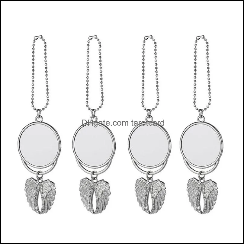 Heat Sublimation Car Keychain Ornament Decorations Angel Wing Shape Blank Hot Transfer Printing Pendant Fy4406 T0401