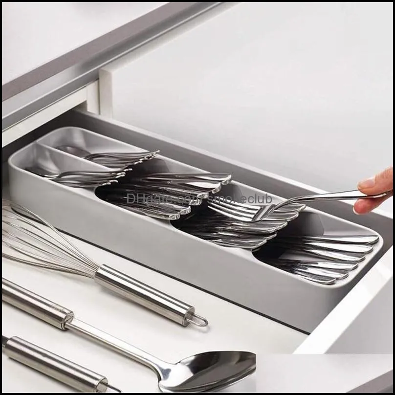 Plastic Knife Block Holder Drawer Knives Fork Spoons Storage Rack Knife Stand Cabinet Tray Kitchen Fashion Plastic Organizer