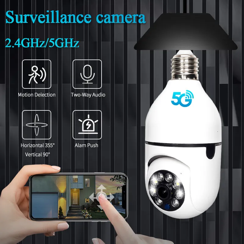 Câmeras IP 2 3 PCs E27 Bulb Wireless Wi -Fi Câmera de vigilância ao ar livre Visão noturna Rastreamento automático 4x Digital Zoom Video Security Camera 230206