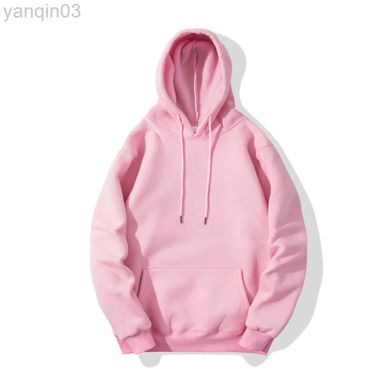Fashion Pink Men hoodies hiphop streetwear casual hoodies tröjor elasticitet fast färg fleece tjock varm tråd manschetter l220801