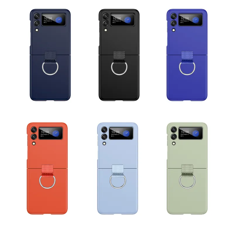 För Samsung Galaxy Z Flip4 Mobiltelefonfall Z Flip3 Folding Ring Buckle Anti-Fall Personlighet Creative Protective Case Free Ship