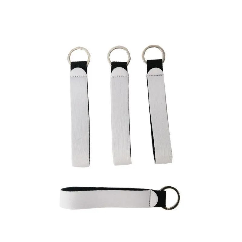 Neoprene Wristlet Keychains Favor Sublimation Print Blank Lanyard Strap Band Split Ring Key Chain Holder Hand Wrist Keychain For Girls/Women YFA2993