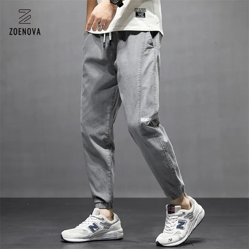 Streetwear Hip Hop Cargo Broek Heren Imiteren Jeans Elastische Harun Joggers Grijze Broek in Lente en Zomer 220325