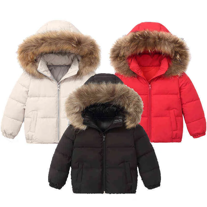 2020 Novos garotos meninos garotos pato branco casaco para meninos meninas inverno color colar colar de pele moletom infantil jacket jeasta j220718