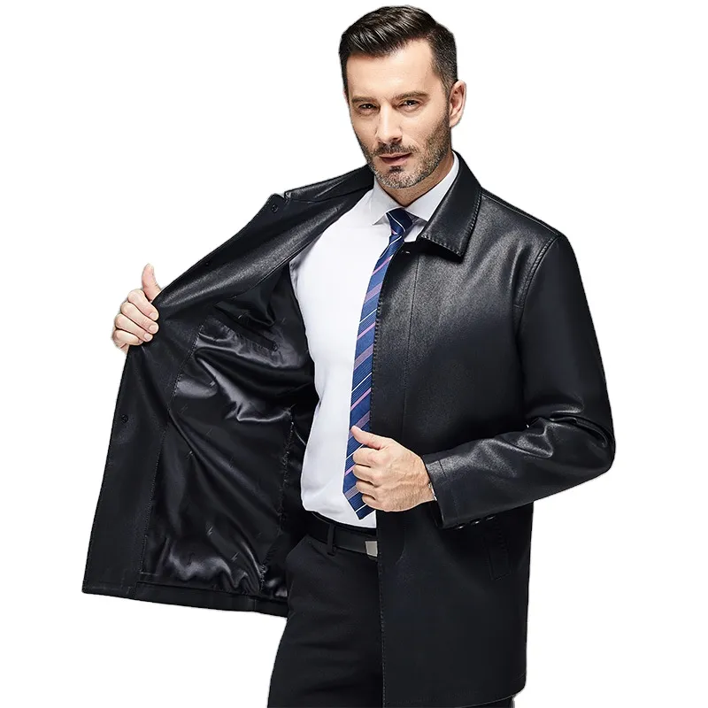 Mejor Precio En A Granel Trench Coat En Cuir Pour Hommes Veste