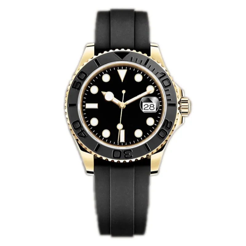 2023 ساعة الرجال 40 مم طلب أسود 2813 حركة حركة Master Automatic Mechanical Wristwatch Sapphire Rubber Strap حزام قابل للطي مضيئة للماء