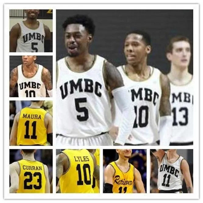 Xflsp NCAA College Basketball 10 Jairus Lyles 11 KJ Maura 5 Jack Schwietz 23 Max Curran Yellow white stitched Jersey S-4XL