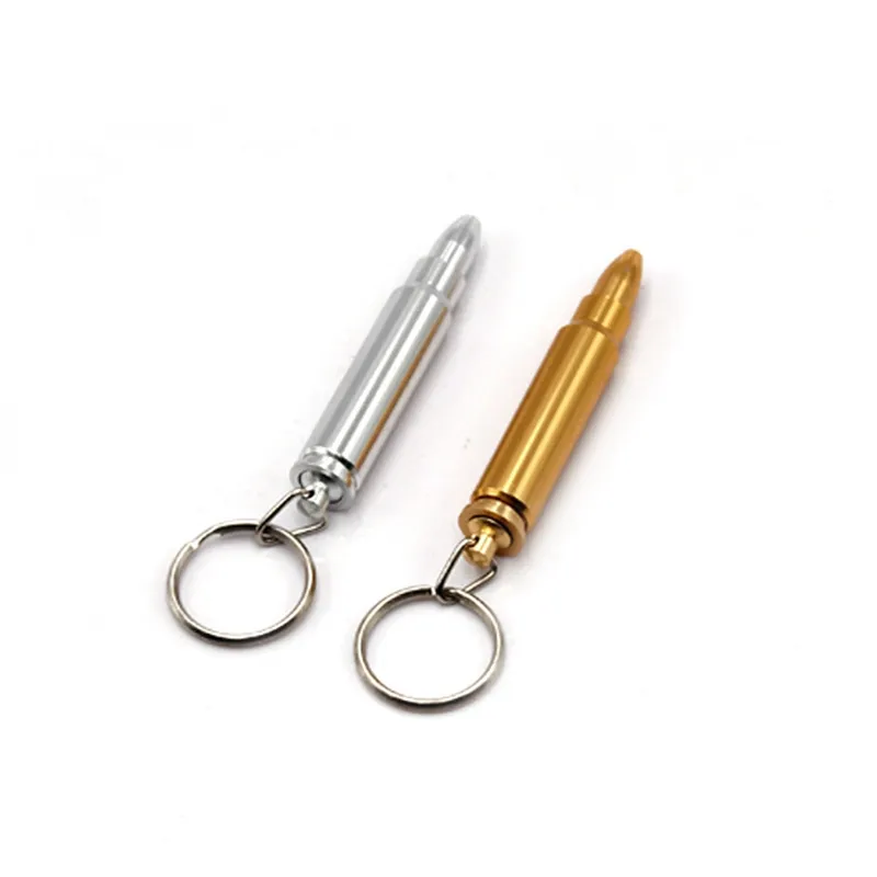 Colorful Aluminium Cartridge Bullet Shape Dry Herb Tobacco Pipes Portable Removable Key Pendant Catcher Taster Bat Filter One Hitter Smoking Cigarette Holder DHL