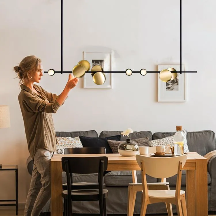 Kolye lambaları Modern LED LAMP IŞIK AŞIK PLAKA Pirinç Sıcak veya Beyaz Oturma Odası Aydınlatma Nordic Lightingpendent