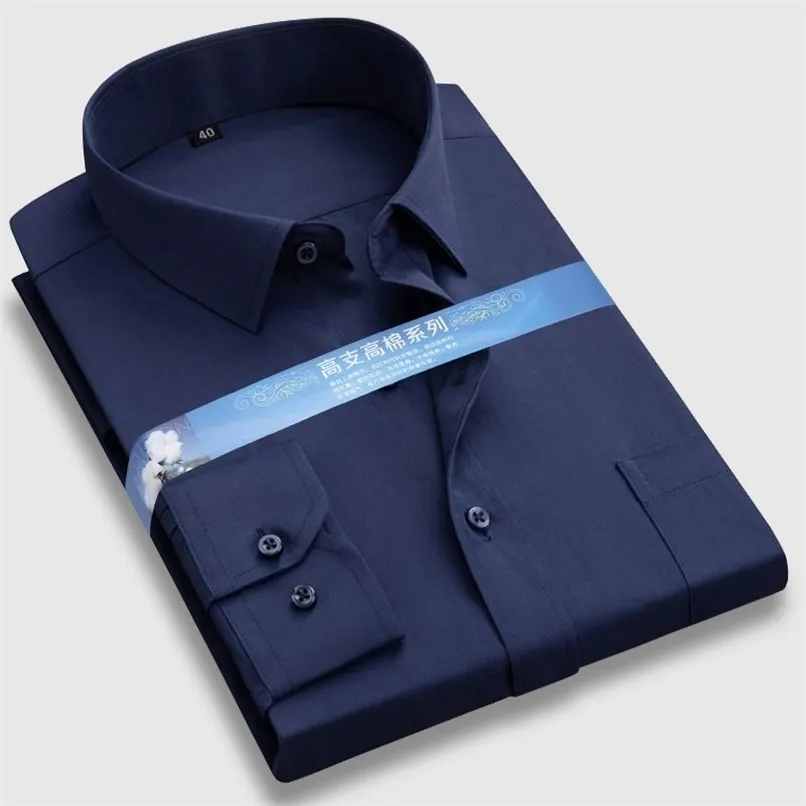 Grundläggande affärsmän klänning skjortor fast färg stripe twill mode regelbunden passform formell arbete långärmad smart casual shirt 220322