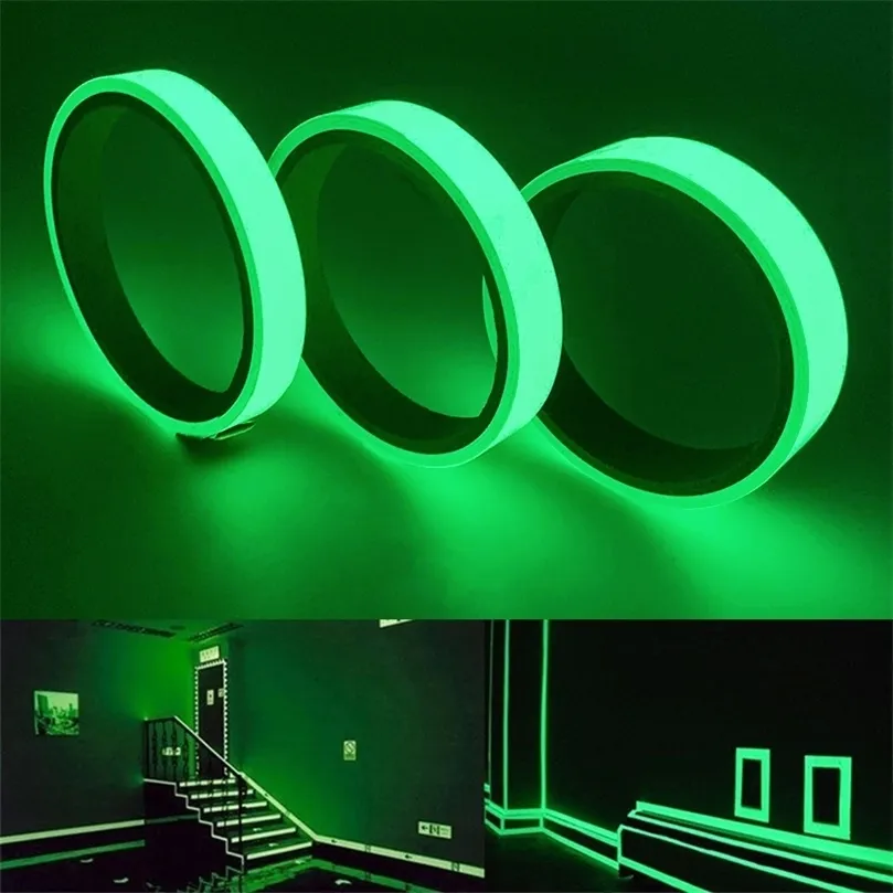 Nastro luminoso Avvertimento Band Glow In The Dark Adesivi murali Soggiorno Camera da letto Decorazione domestica Fai da te Decalcomania fluorescente 220727