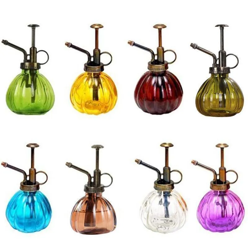 Glass Vintage Watering Can Garden Spray Bottle Pomp Type Mist Spuit Plant Flower Watering Bottle Pot 201203