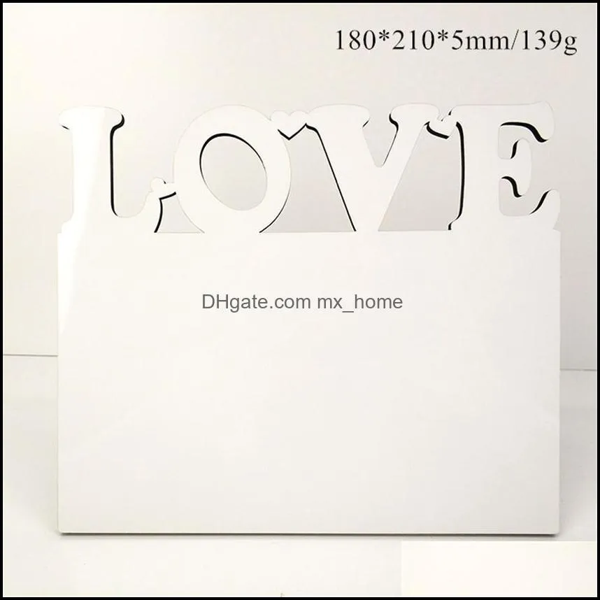 MDF Sublimation Blank Photo Frame DIY Wooden Lettering Photo Board Sublimating White Family Home Album Frame Heat Transfer Items A12