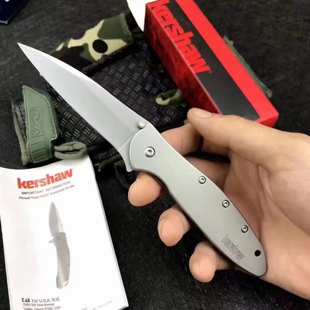 Kershaw 1660 Tactical Folding Blade Knife Ken Onion Speedsafe Titanium Camping Hunting Survival Pocket Utility EDC Tools Rescue Combat Self Defense Knifes Leek