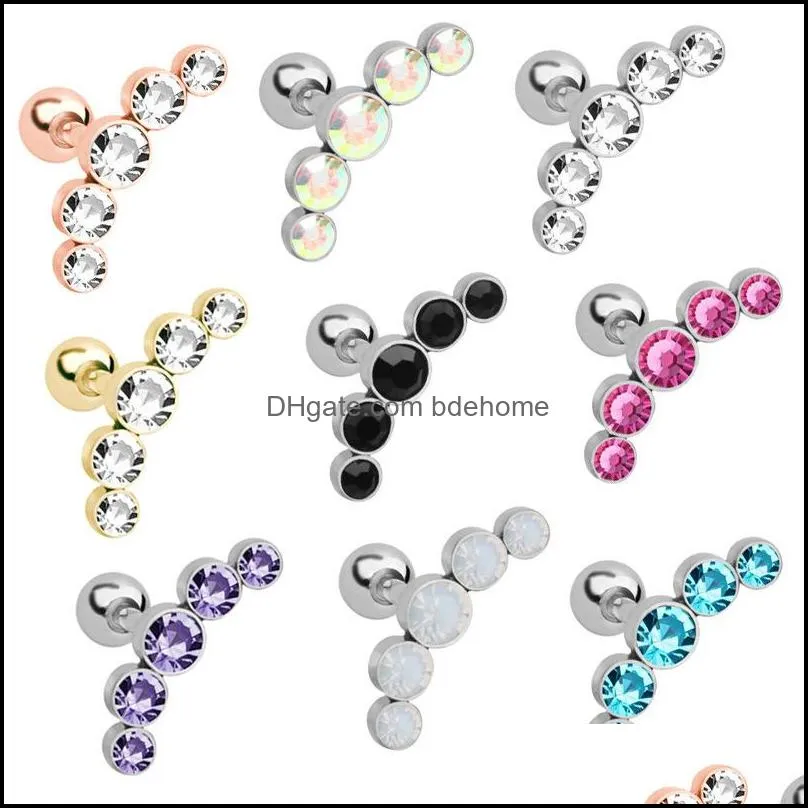 Stud Earrings Jewelry 1Pc Cartilage Helix Tragus Fashion Body Stainless Steel Bar Zircon Ear Nail Piercing Puncture Accessories C3 Drop Deli