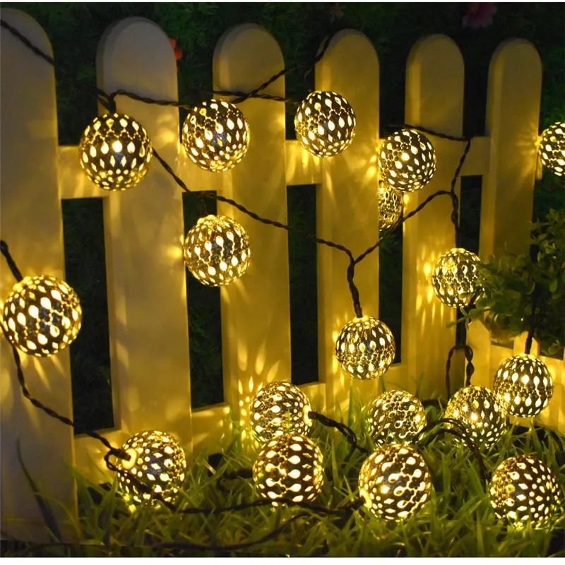 Strings Christmas Light 2m 5m diameter 2,5 cm varm Marocko LED -kulsträngsdekorationer för hembröllop Garland Navidad Decorled Stringsled