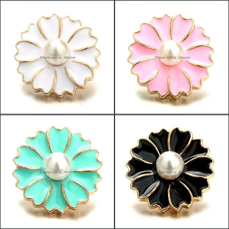 New Gold Snap Button Jewelry Oil Painting Flowers Snaps Buttons for 18MM Snap Bracelet Bangles Snaps Jewelry