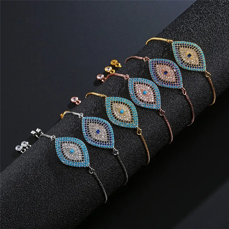 Klassisches Design Kupfer Türkisch Blau Evil Eyes Charm Armband Teufelsauge Schmuck für Liebhaber Geschenk