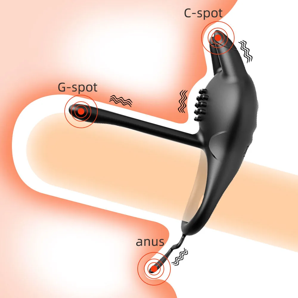 Försenad utlösning penis ring vibrator klitoris stimulator rumpa plugg anal flytande silikon kuk sexiga leksaker för par