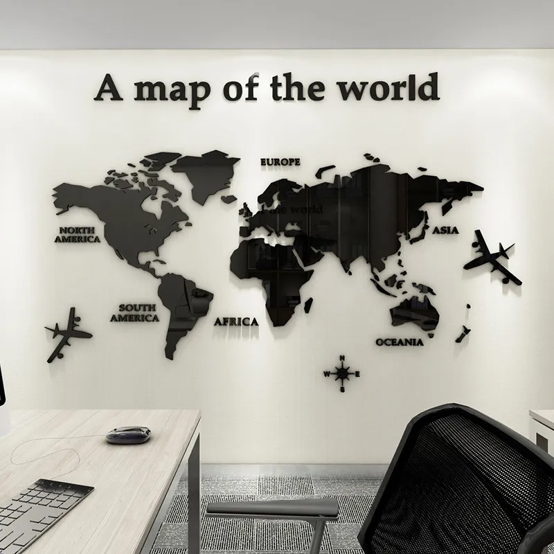 Carte du Monde Colorée en 3D avec Autocollant