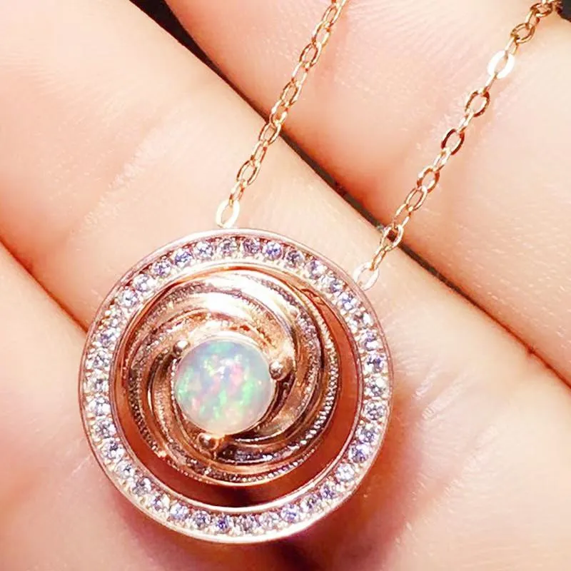 Lockets naturliga riktiga vita opal runda halsbandhänge per smycken 0,35ct ädelsten 925 sterling silver tre stilar för att bära x216336