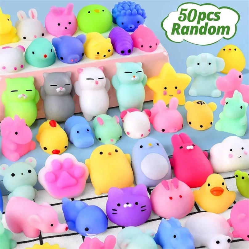 1050PCS Mini Squishy Toys Mochi Squishies Kawaii Animal Pattern Stress Relief Squeeze speelgoed voor kinderen jongens meisjes verjaardagscadeaus 220618