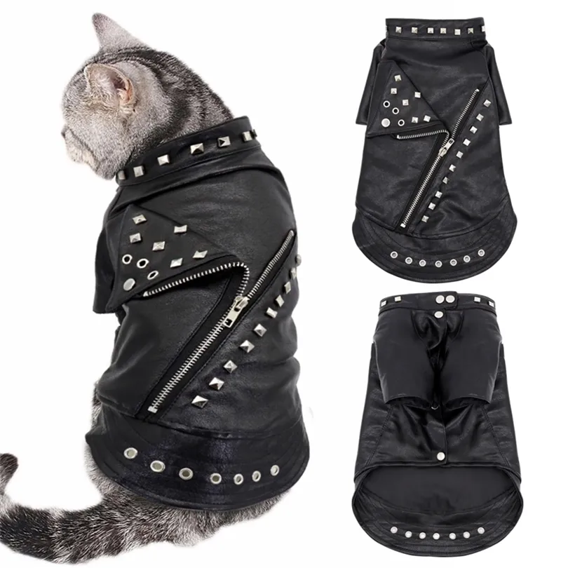 Leather Cat Jacket Warm Dogs Cat Clothes Coat Autumn Winter Pet Clothing Puppy Kitten Outfits Costumes for Chihuahua Yorkshire T200902