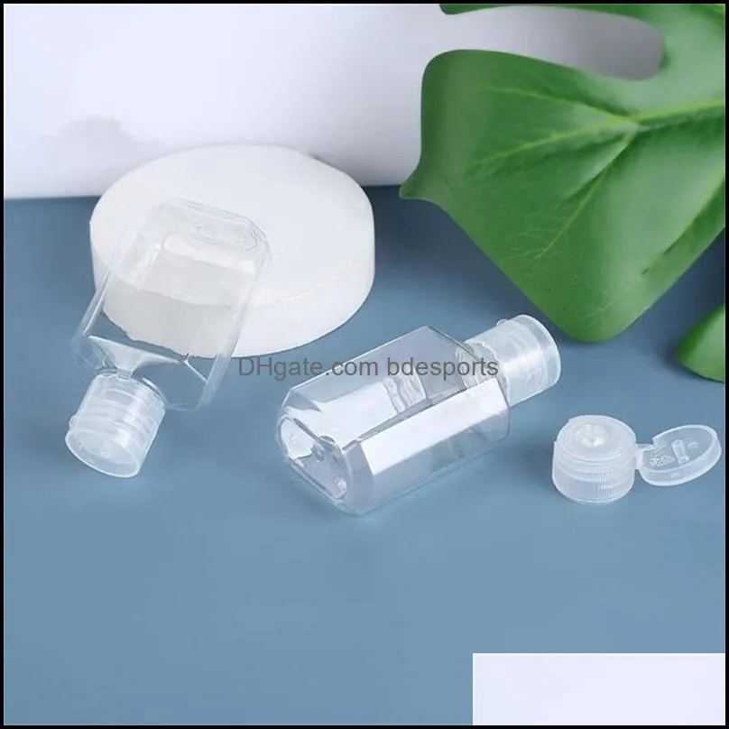 30ml 60ml Empty Clear Plastic Refillable Flip Top Bottle Transparent Bottles for Hand Sanitizer Shampoo