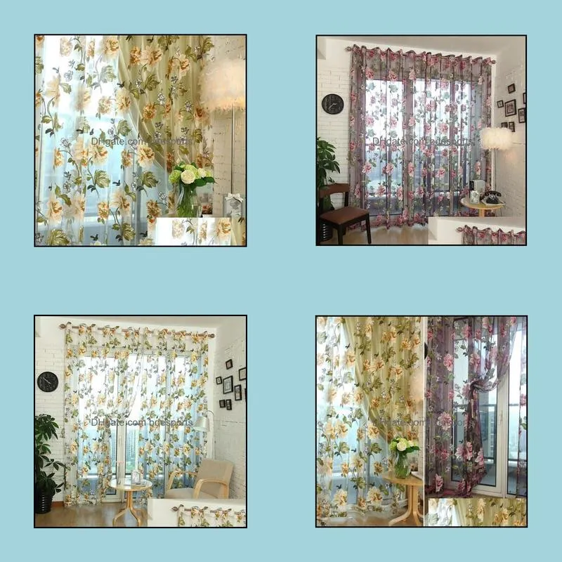 Home Textile Flower Embroidered luxury 3D Voile Curtains fabric Tulle Sheer Curtains For Kitchen Bedroom Living Room