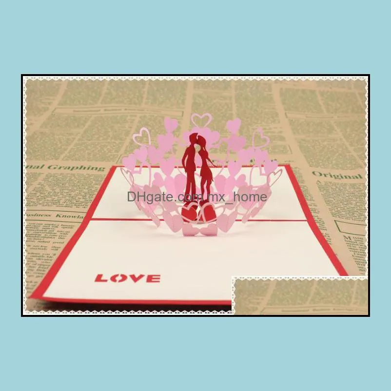 hot new 3d pop up cards invitations valentine lover love romantic birthday wedding anniversary greeting cards gift postcard sn786