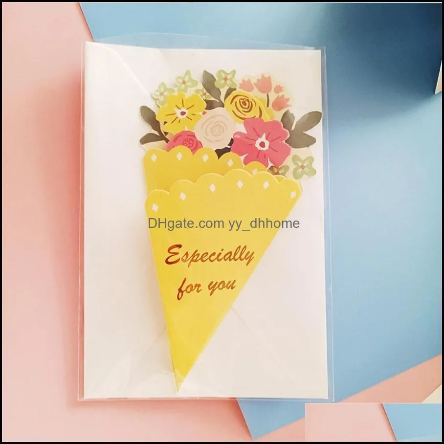 Qixi Teacher`s Day bouquet blessing card three-dimensional creative greeting flower shape birthday gift decoration card