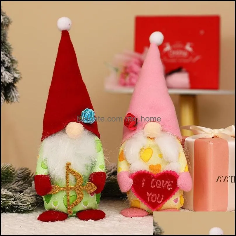 Andra festliga festförsörjningar hem Garden Valentine Day Gnomes Cupids Arrow Rudolph Plush Toys Gifts To Girl Friend Office Tabletop Decorat
