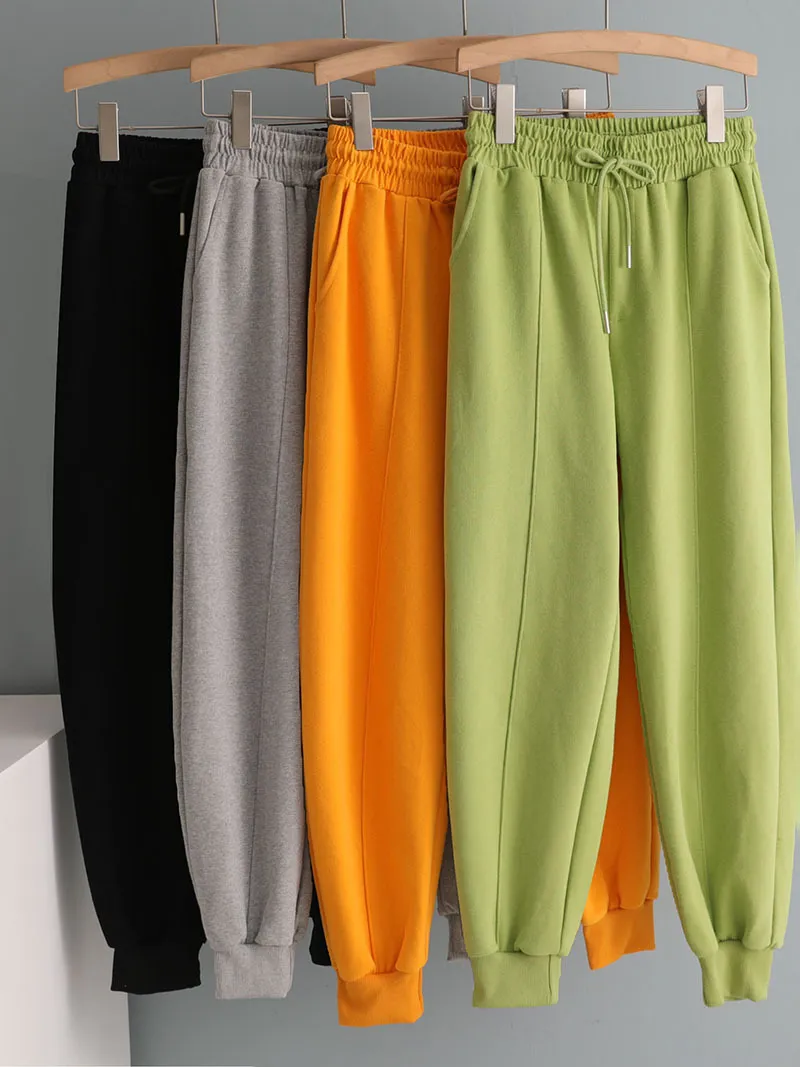 Ezsskj LOOSE pantaloni harem in cotone da donna autunno primavera pantaloni larghi con cappuccio pantaloni coreani a vita alta da donna